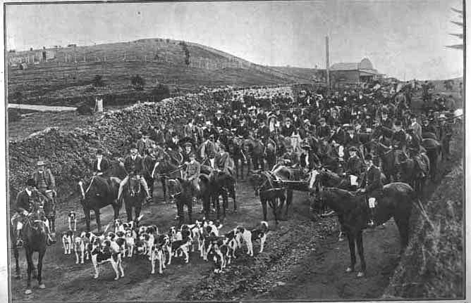 Showing members of the Pakuranga Hunt Club and a group of....