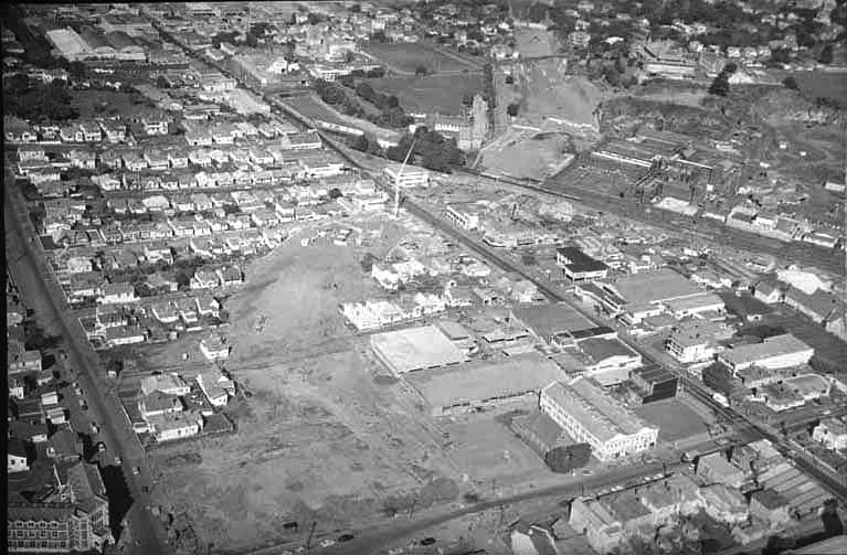 An aerial view looking south from above the junction of Grafton....