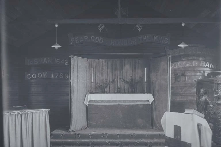 Looking to the right of the altar of the Calliope Dock Chapel,....