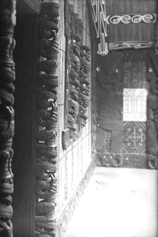 Showing example of maori carving detail in...