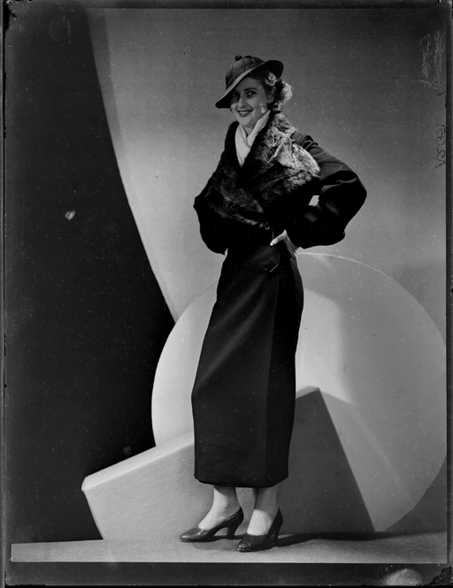 Full length portrait of a model for Ross and Glendenning Limited 1940s