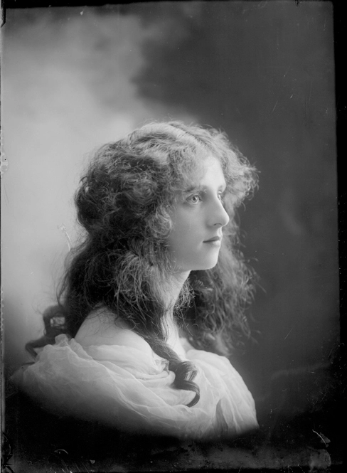 Head and shoulders portrait of Miss Sutherland in profile....
