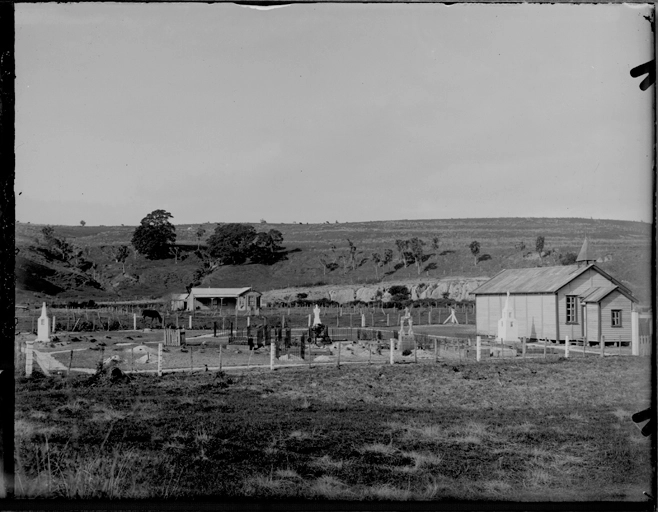 Church at the Orakei Marae with cemetry