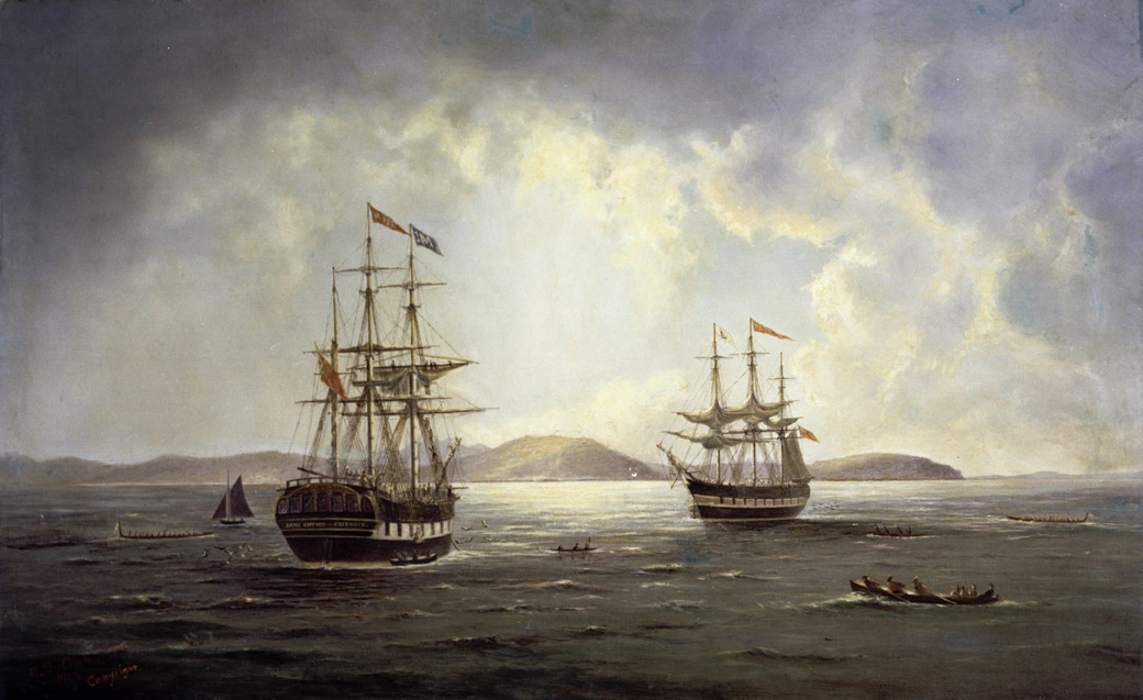 The arrival in Auckland of the Duchess of Argyle and the Jane Gifford