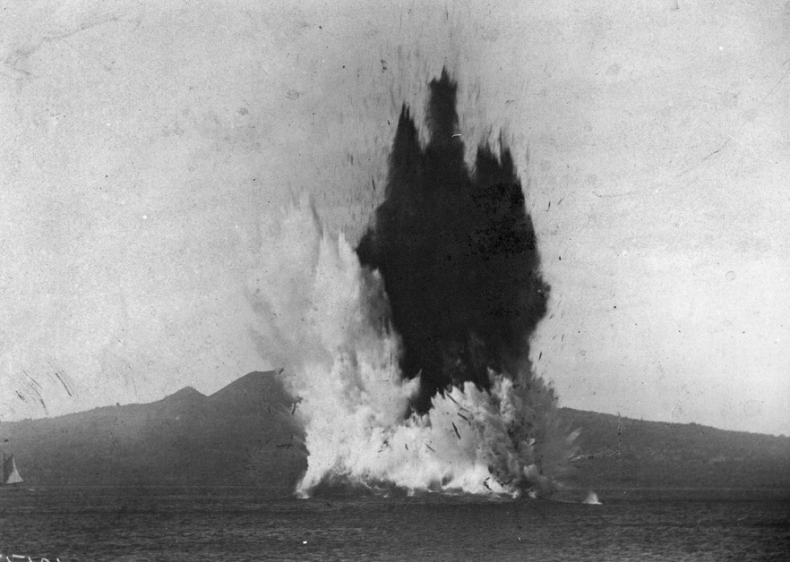 Paddle steamer 'Enterprise no 2' being blown up off Cheltenham Beach...1899