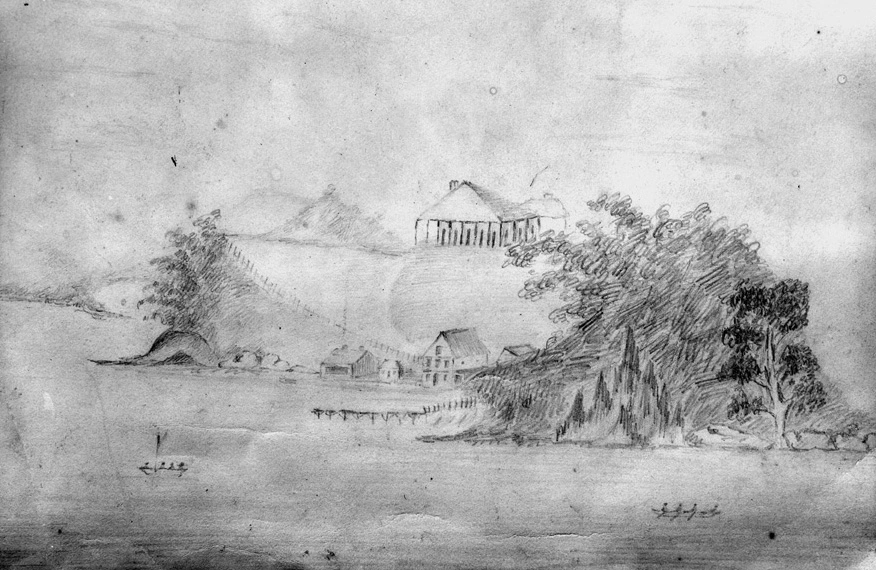 Drawing of Government House and Official Bay...1839-44