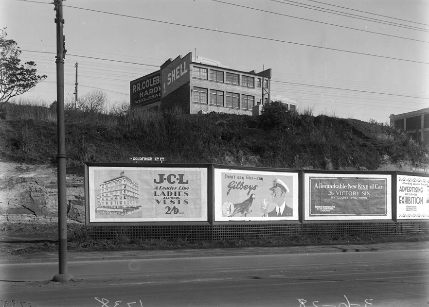 Beach Road with advertising billboards...1928
