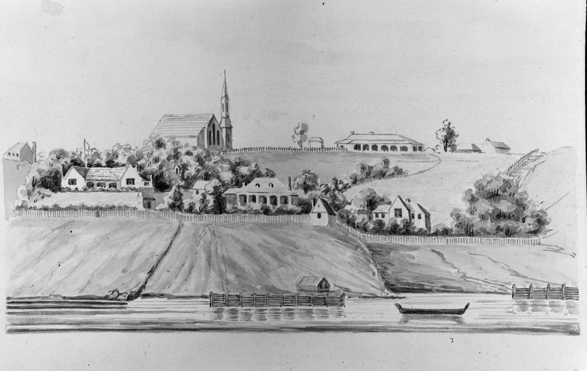 Drawing by Lt Col R H Wynyard showing St Pauls Church...1849