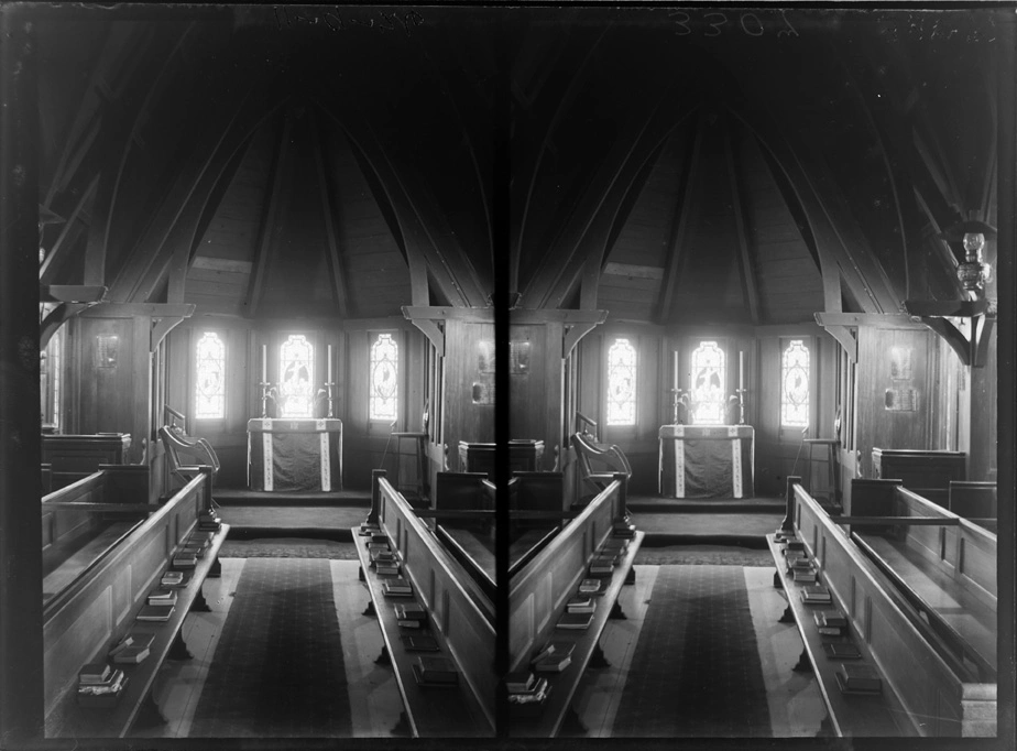Stereoscopic views of St Johns Theological College chapel, 1926