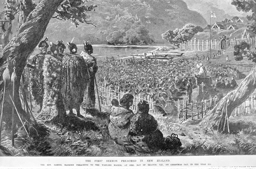 Samuel Marsden preaching at Oihi Bay, Christmas 1814