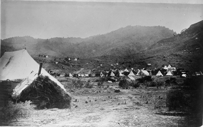 Diggers tents at camp at Shortland, Thames, 1868 (actually September or October 1867?)