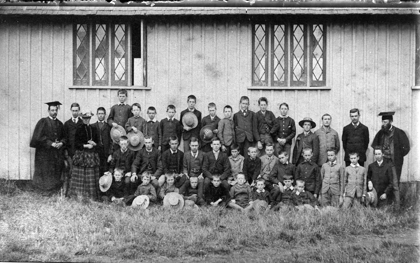 Pupils and teachers from the Church of England Grammar School in Ayr Street, Parnell...1887