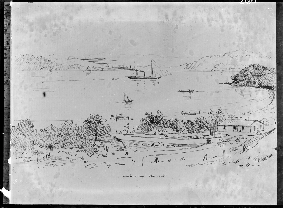 Drawing by Charles Heaphy of Mahurangi Harbour, 1850s