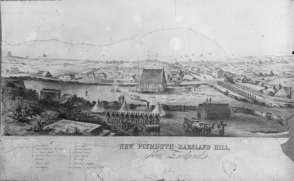 New Plymouth from Marsland Hill...1860