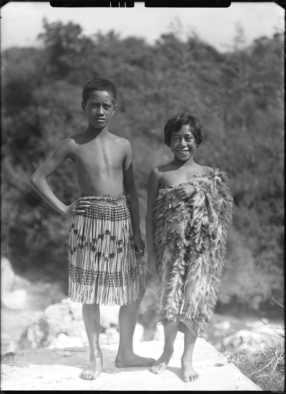 Portrait of young Maori boy and girl