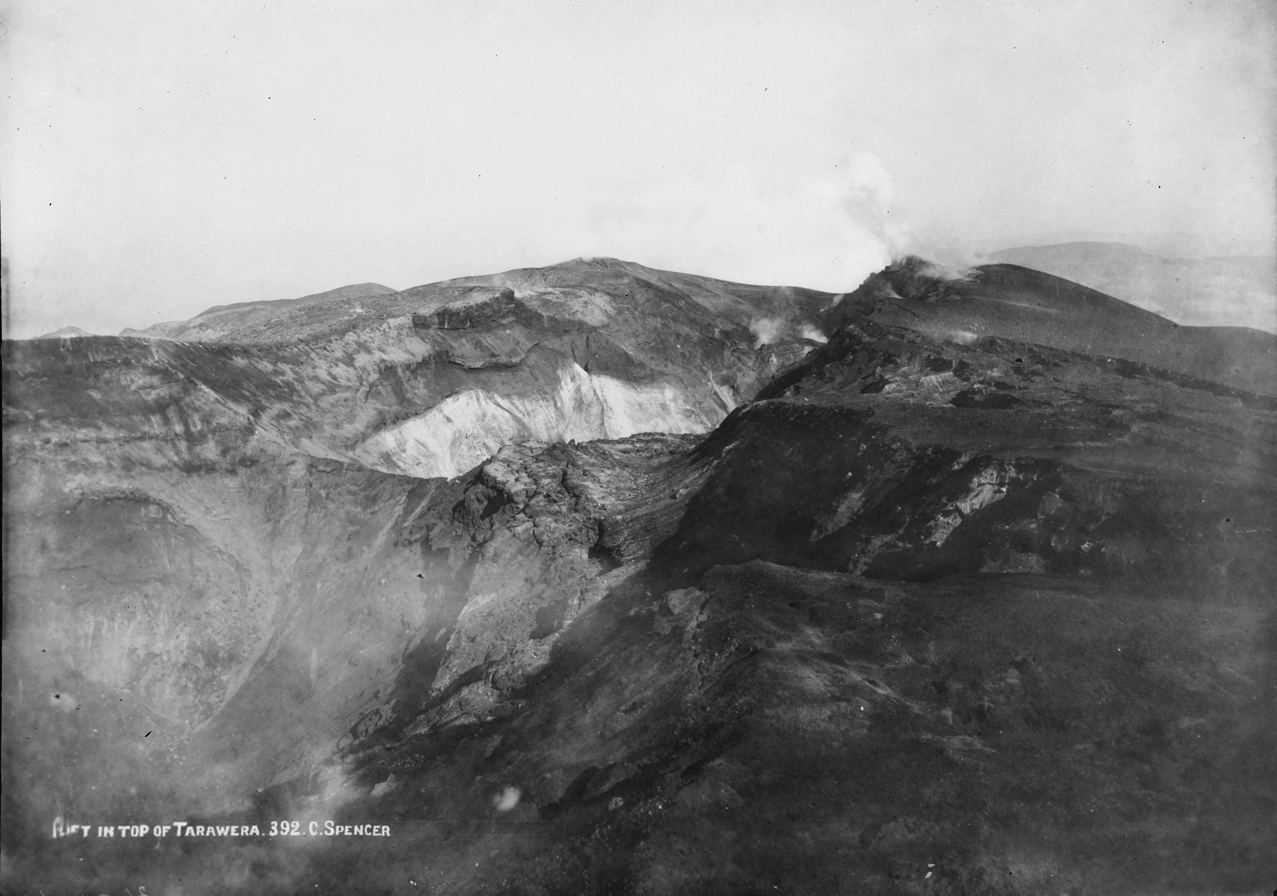 Showing a rift in the top of Mount Tarawera