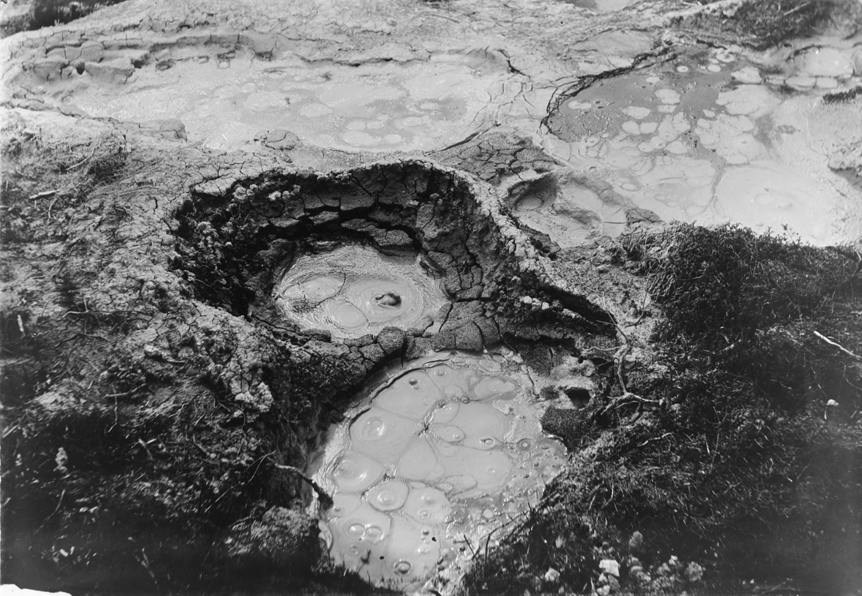 Showing boling mud after the eruption of Mount Tarawera in 1886