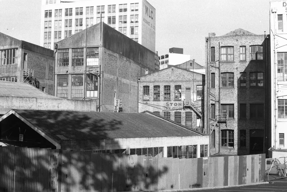 Back of buildings facing Queen Street between Myers Street and Mayoral Drive, Auckland City