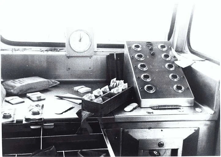 Interior of a toll booth on Auckland Harbour Bridge 1971