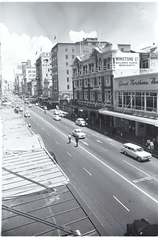 Looking south up Queen Street, showing the...