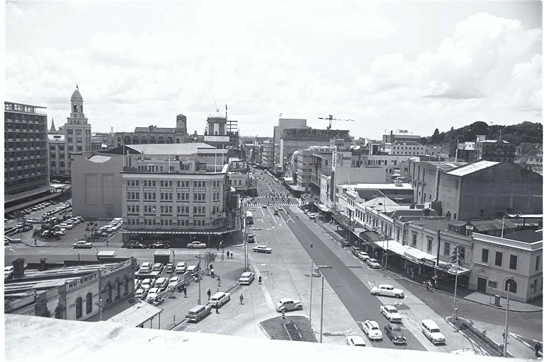 Looking north down Queen Street from the...