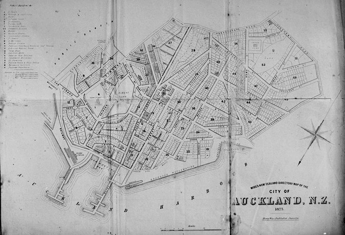 Wises New Zealand Directory Map of the City of Auckland NZ 1875