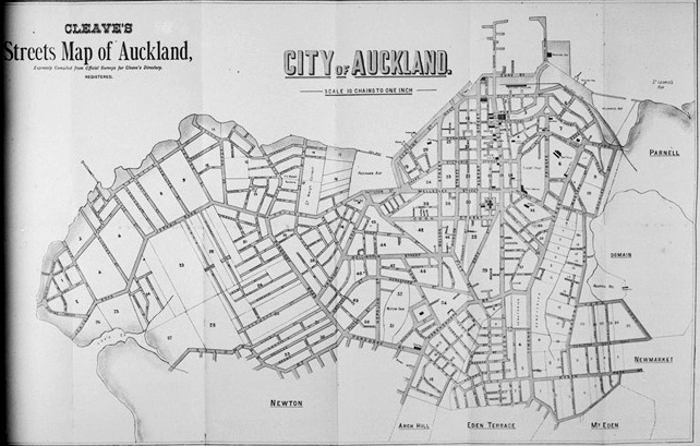 Street map of Central Auckland, Ponsonby, Grafton...