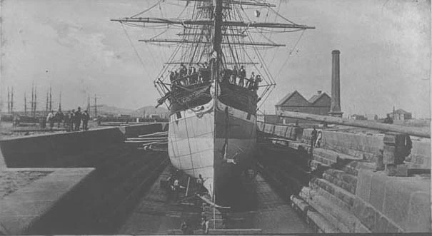 Showing the Graving Docks with the Margaret Galbraith on the stocks
