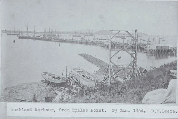 Looking east from Smales Point showing Queen Street Wharf....