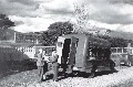 CLS van on the road, 1948. Evelyn Franklin, of the Library School class of 1946, is the field librarian. Alexander Turnbull Library, F-16090-1/4
