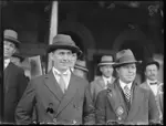 Clark McConachy (left) and Walter Lindrum, champion billiards players