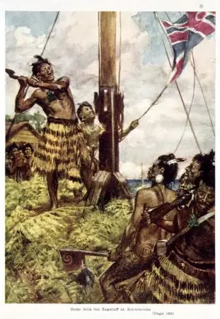 Hone Wiremu Heke Pokai fells the flagstaff at Kororareka