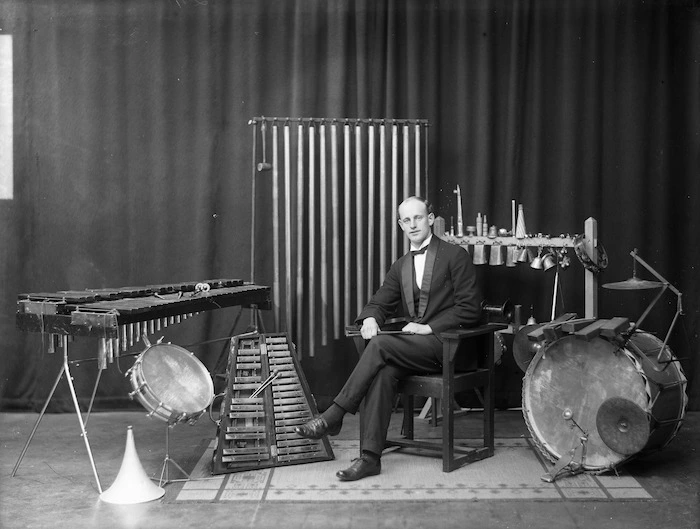Musician with percussion instruments