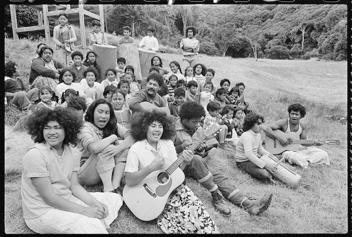 Tokelauan children singing at Elsdon Youth Camp in Porirua - Photograph taken by Ian Mackley