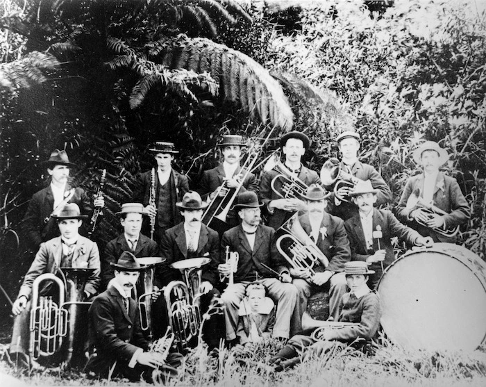 Group portrait of the members of the Kaponga Band