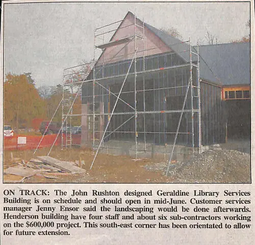 On track: The John Rushton designed Geraldine Library Services Building is on schedule