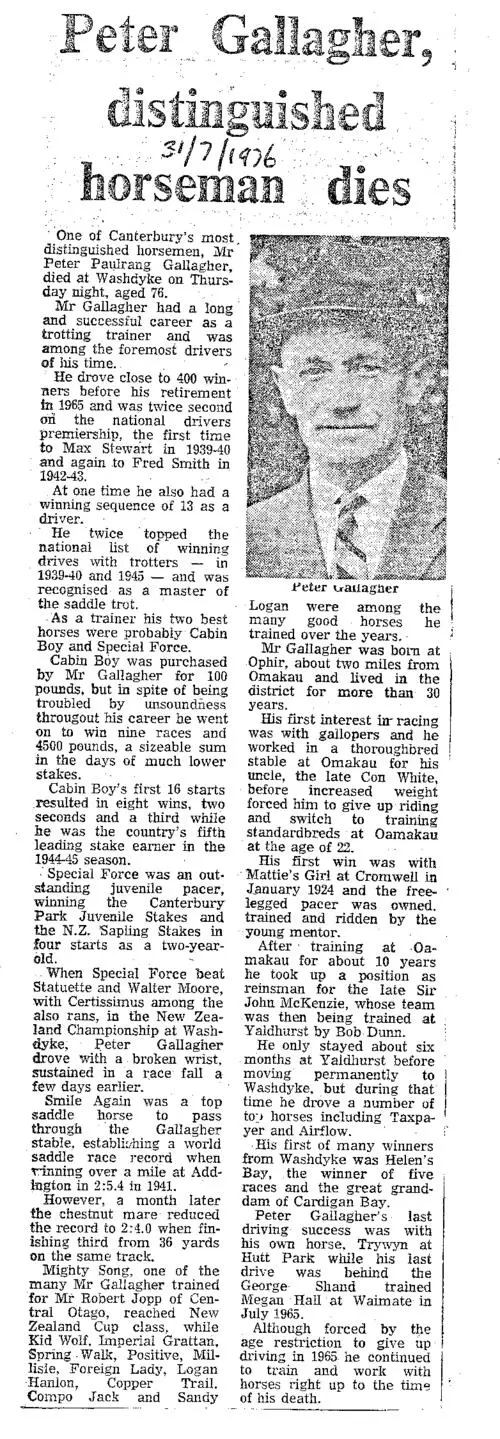 Obituary: Peter Gallagher, Distinguished horseman dies