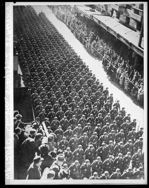 US Marines marching in formation down Lambton Quay