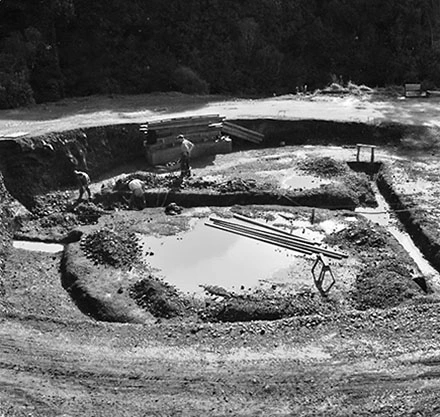 b. Elevated view of construction site, Construction of Reservoir, Newlands