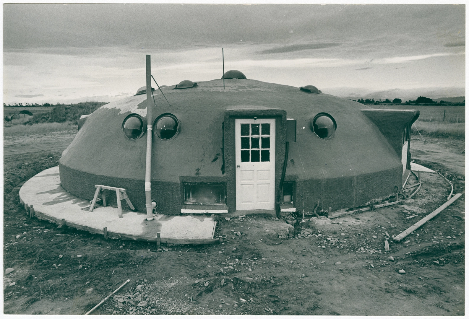 Concrete flying saucer home at West Melton
