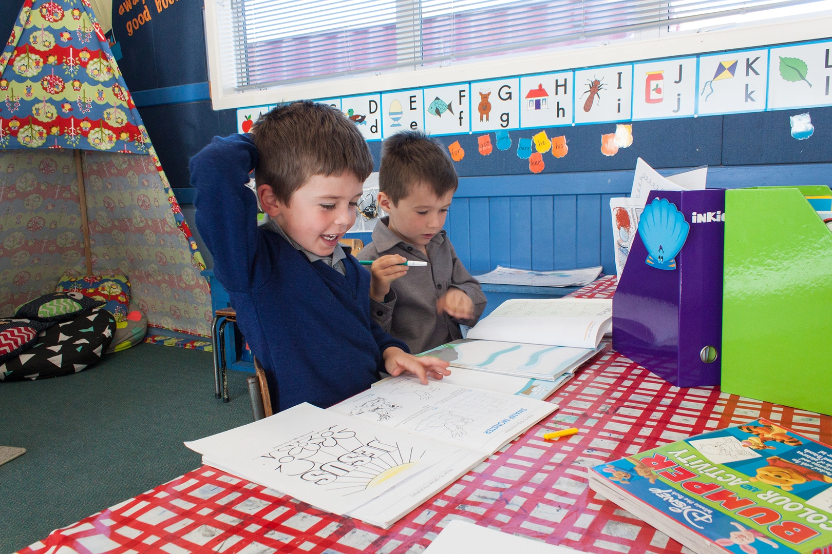 Practising writing at New Brighton Catholic School