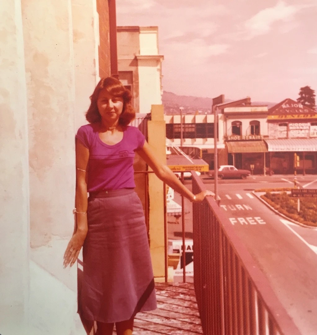 Kathryn Drury on her work balcony at the Christchurch stock exchange on Oxford Terrace