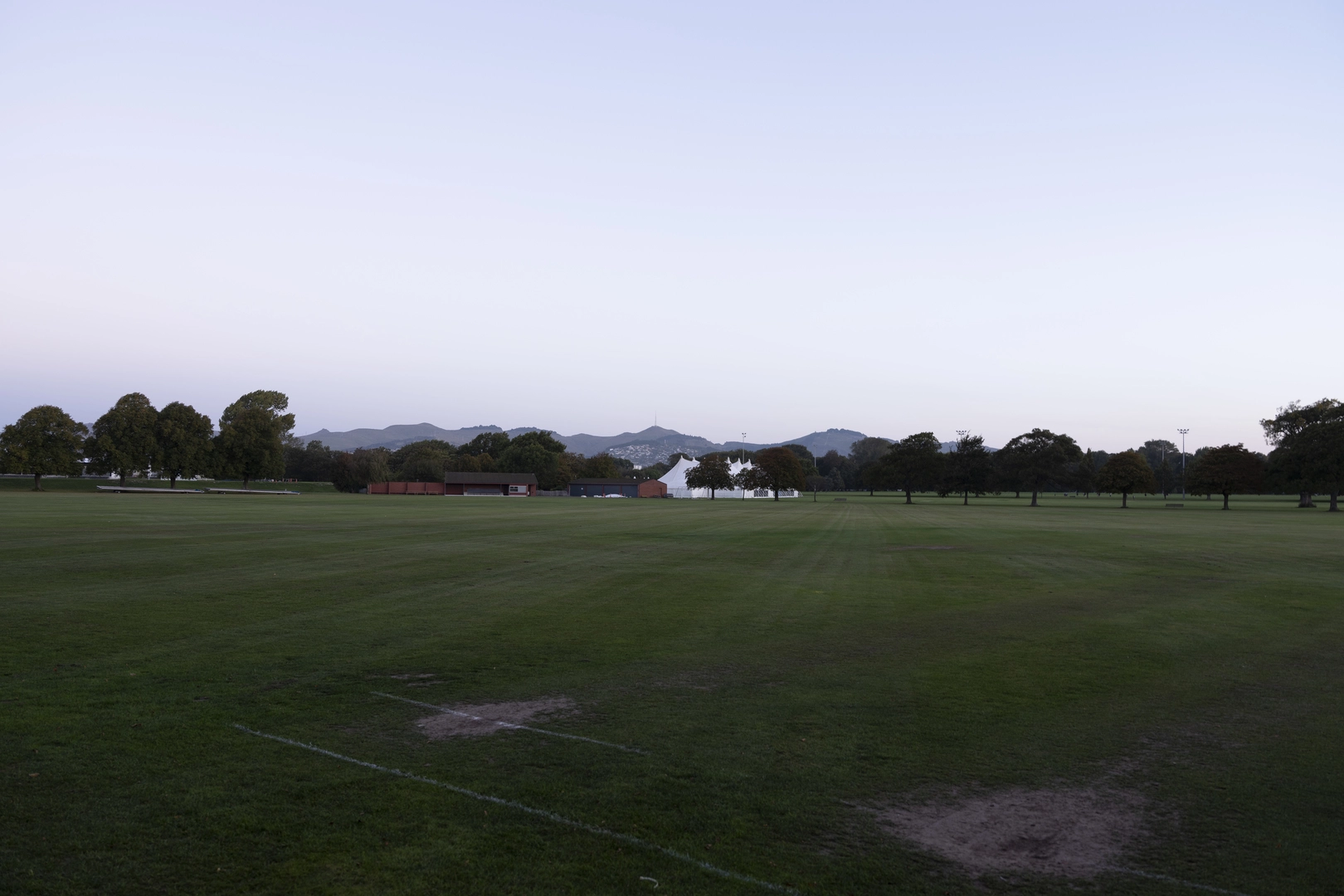 Sunset over Hagley Park Oval with the Port Hills