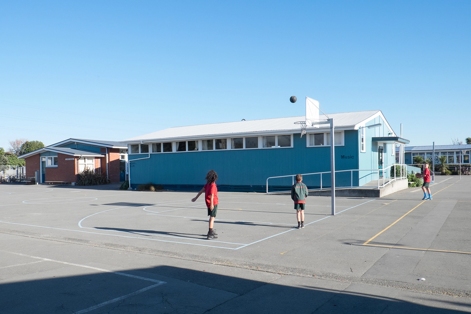 Basketball on the playground at Oaklands Primary School