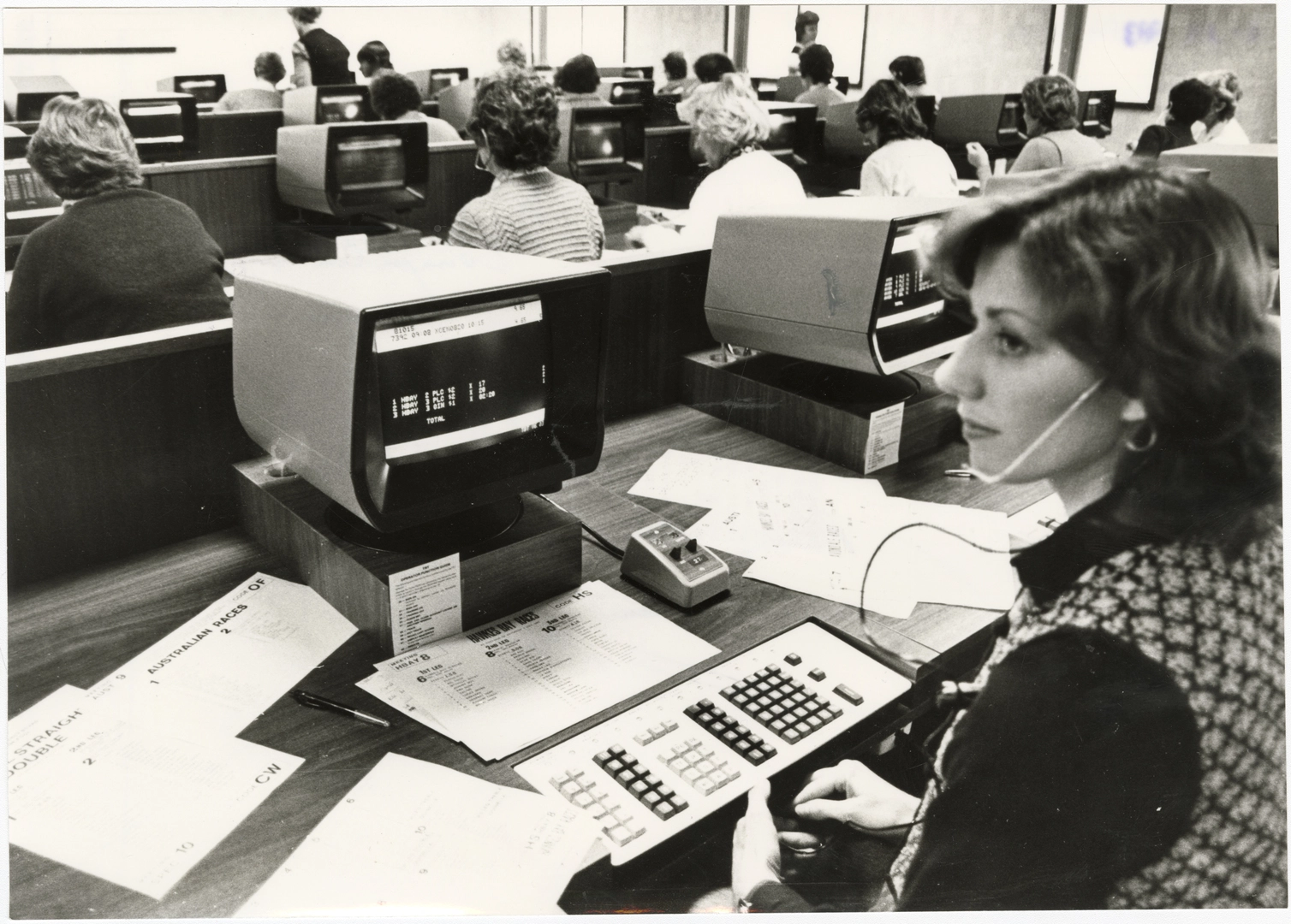 Jane Miller in the telephone betting centre