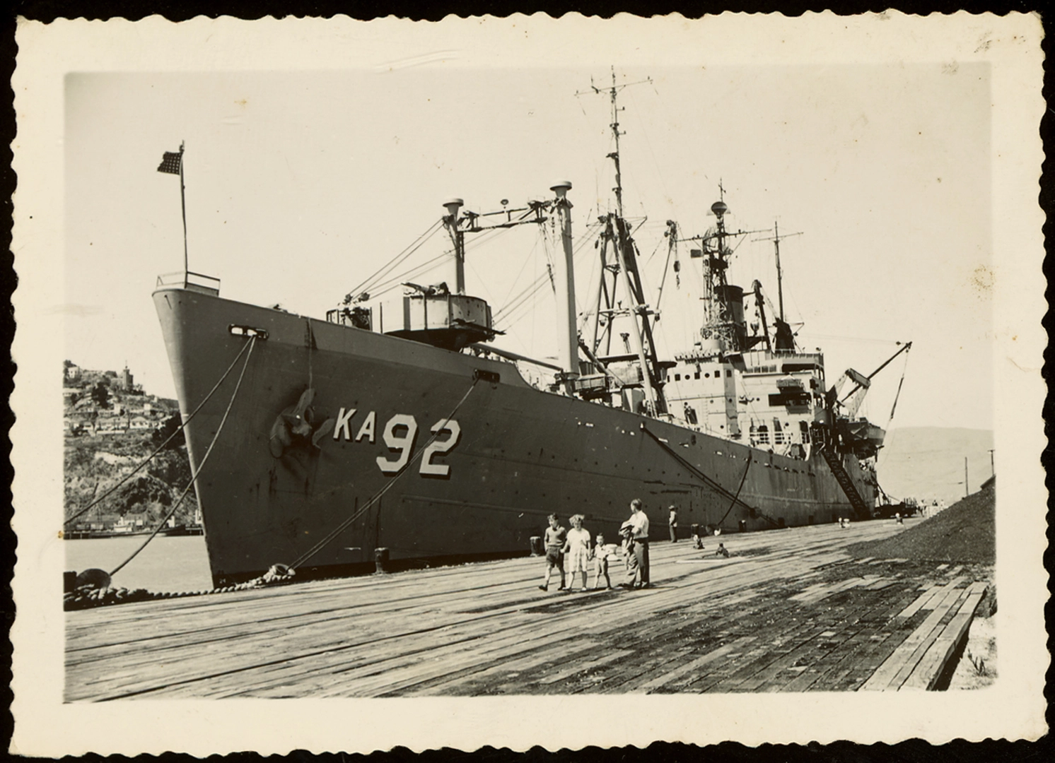 USS Wyandot KA 92, berthed at Gladstone Pier, Lyttelton