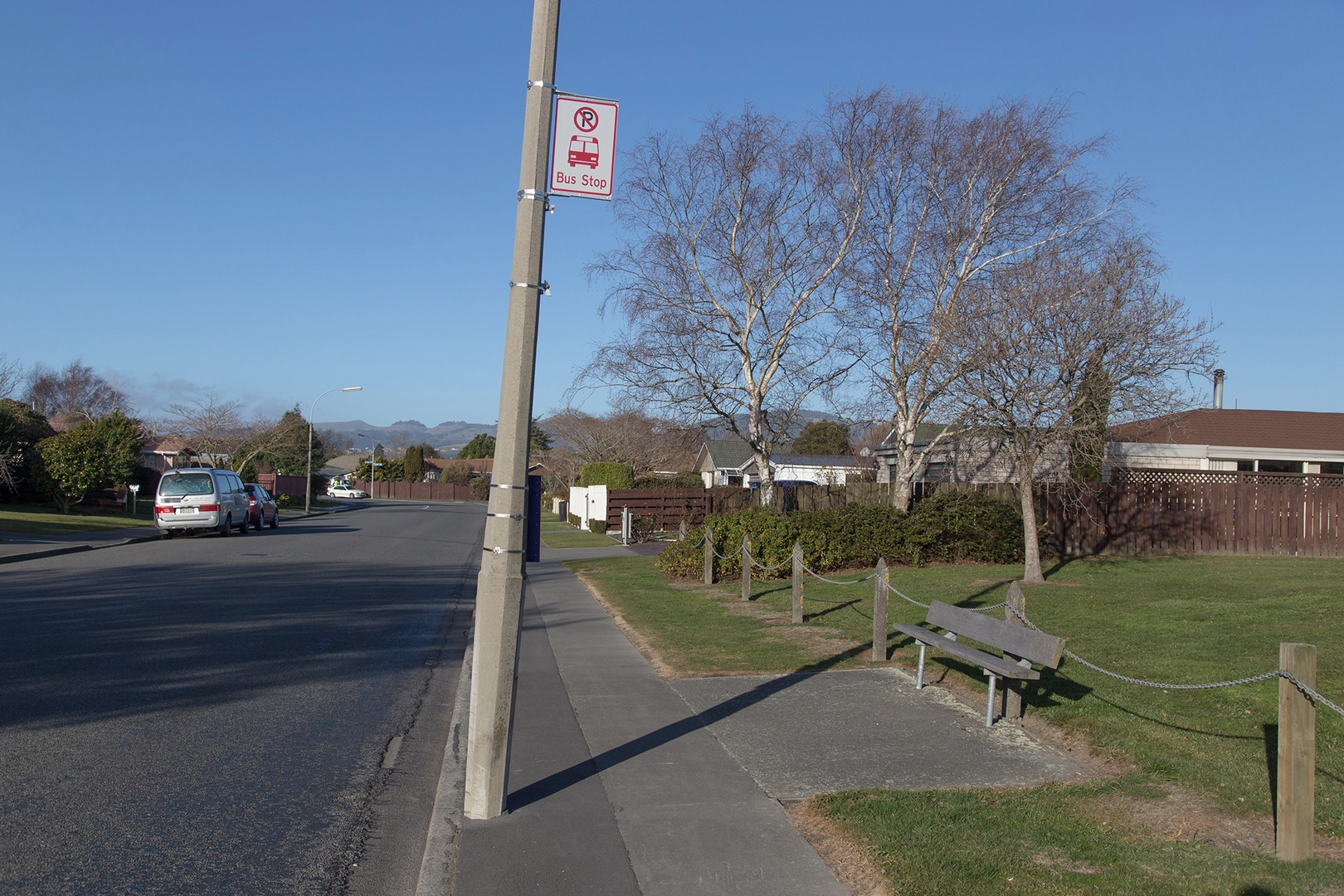 Bus stop in the Westlake subdivision off Dunbars Road