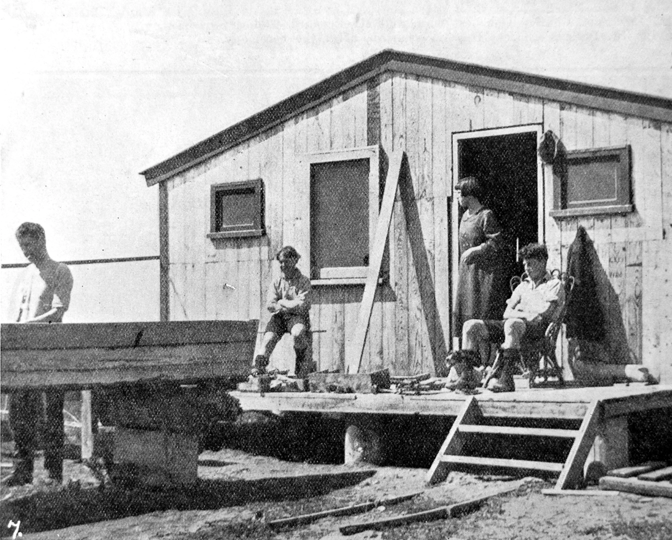 Boat builders at work on a punt