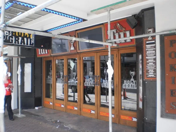 Holy Grail Sports Bar under scaffolding