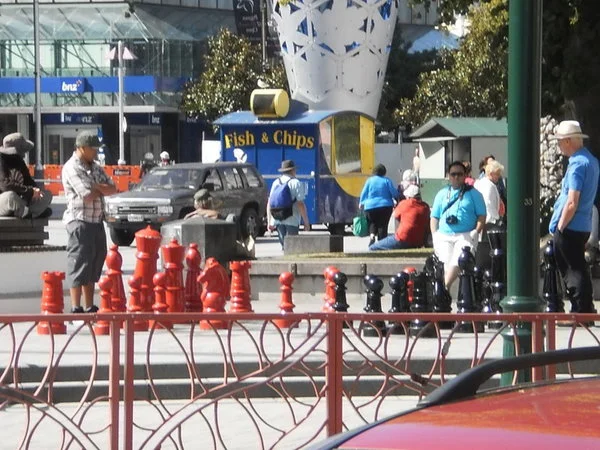 Chess and food trucks in Cathedral Square